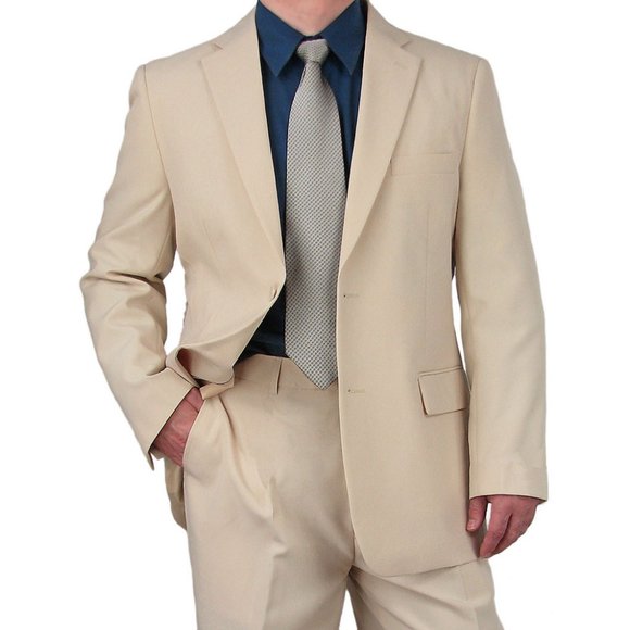 2pc. Men's Regular Fit Single Breasted Suit-Beige - Picture 4 of 4
